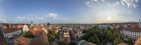 360°-Panorama vom Lotrščak-Turm über Zagreb